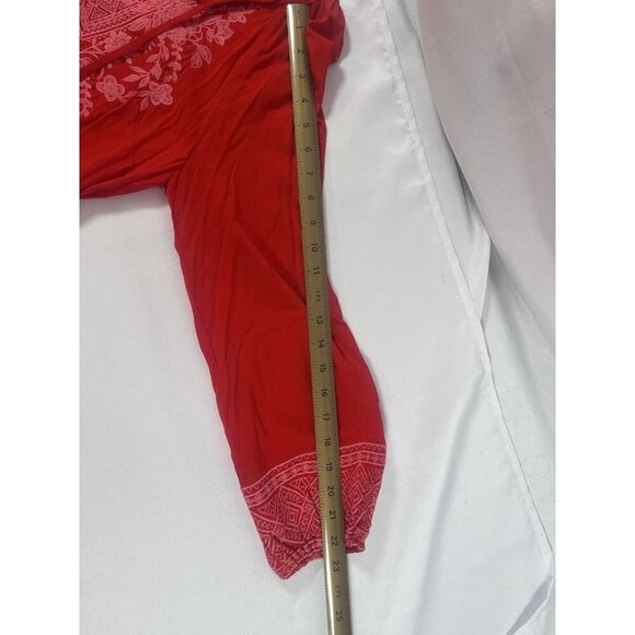 SAVANNA JANE Boho Floral Embroidered Tasseled Long-Sleeve Blouse Size S - Picture 7 of 8